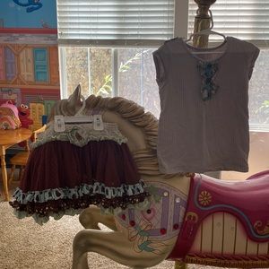 Darling Mustard Pie top and skirt. Size 7 in Beautiful used condition.